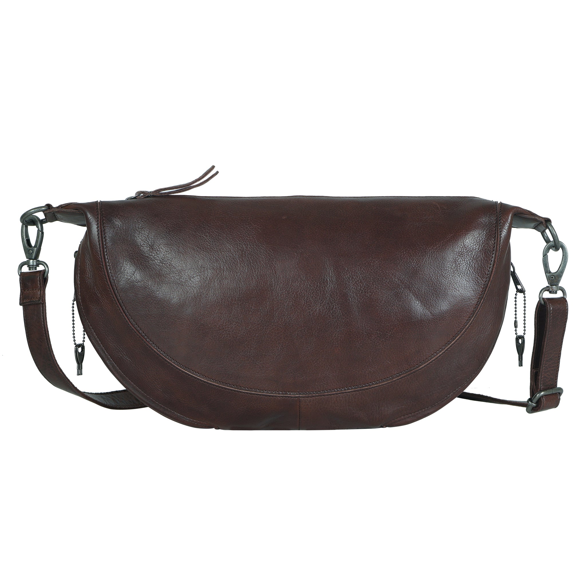 Brown full-grain leather Bonnie concealed carry crossbody bag by Confident Conceal