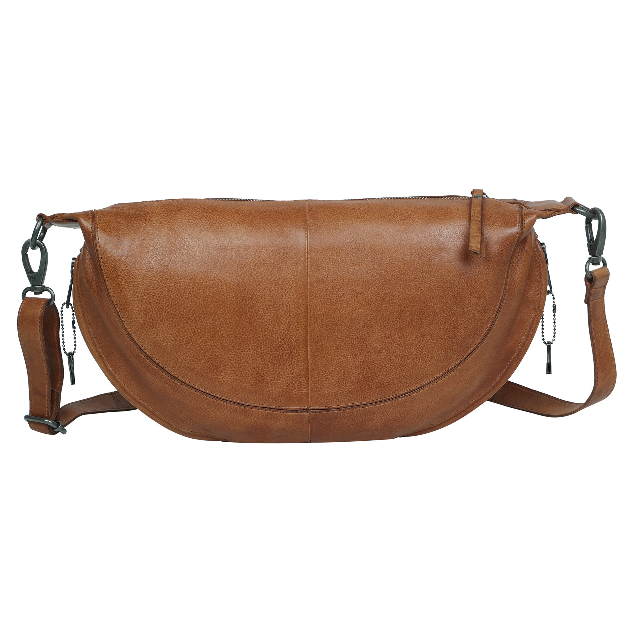 Cognac full-grain leather Bonnie concealed carry crossbody bag by Confident Conceal