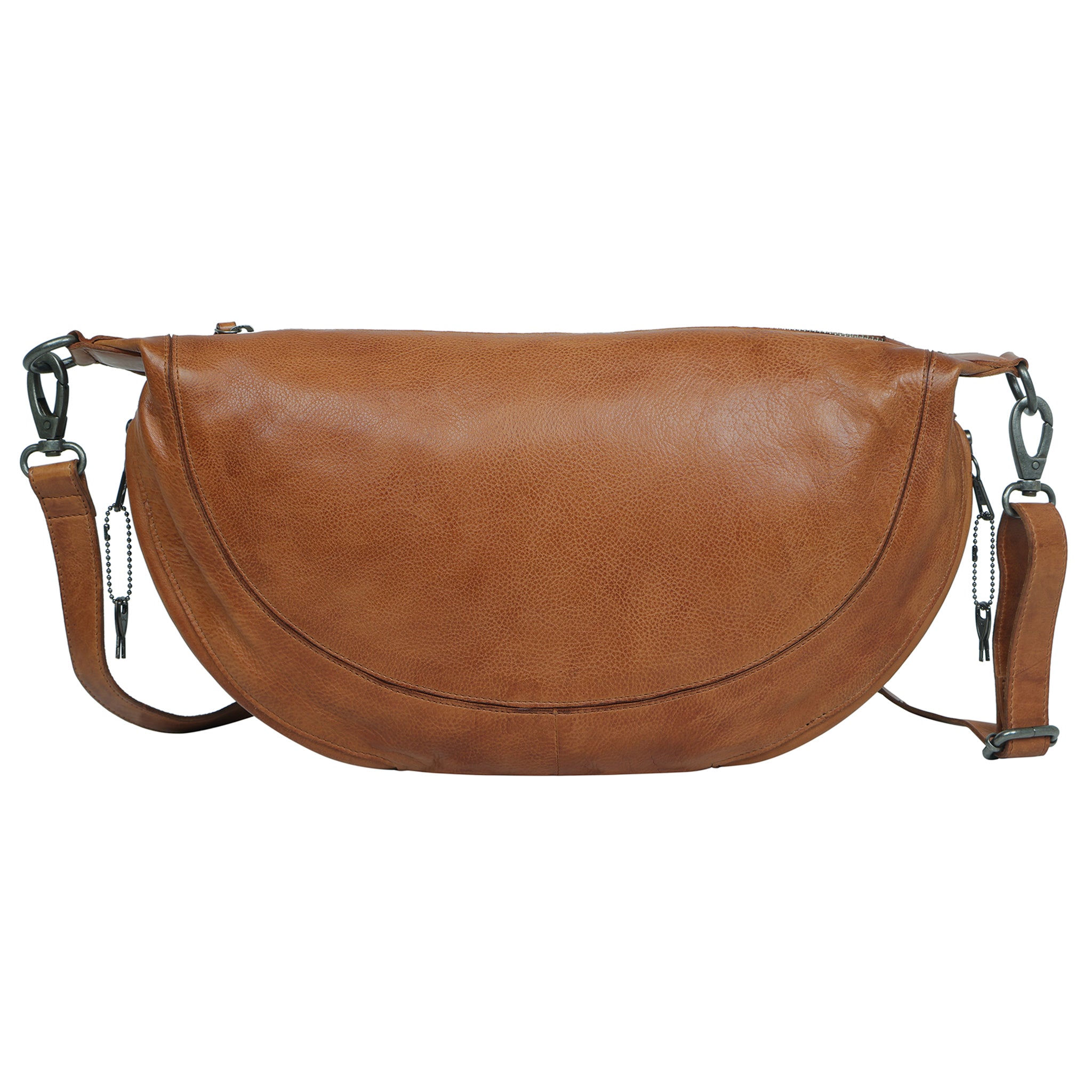 Cognac full-grain leather Bonnie concealed carry crossbody bag by Confident Conceal