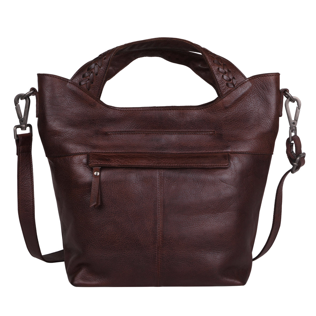 Brown full-grain leather Ava concealed carry tote crossbody bag by Confident Conceal