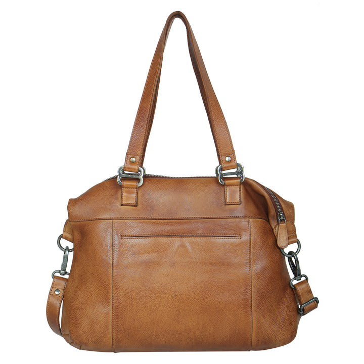 Cognac full-grain leather Athena concealed carry tote bag by Confident Conceal