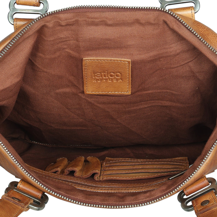 Interior view of full-grain leather Athena concealed carry tote bag by Confident Conceal