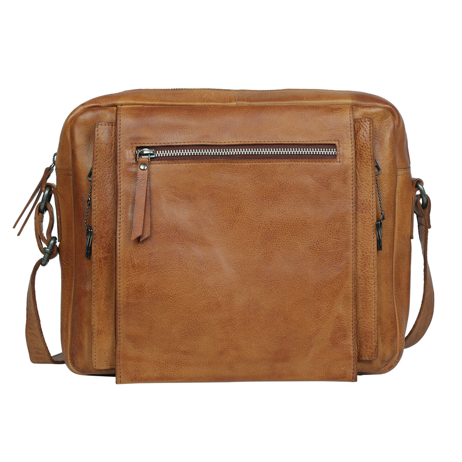 Jessie leather tote in cognac